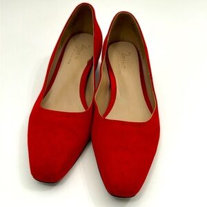 Red Suede Naturalizer 27 Edit Size 6 Pointed Square Spring Low Heels Flat